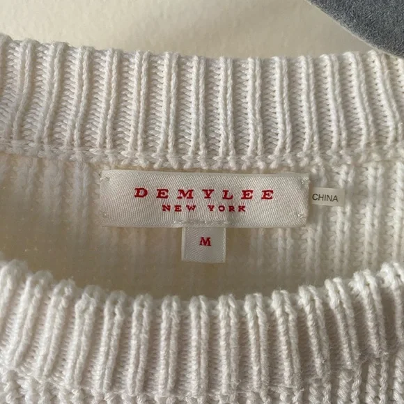 Demylee White Sweater with Purple Accent Design Size Medium - Picture 2 of 5
